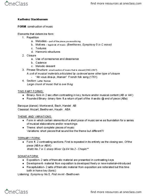 VPMA93H3 Lecture Notes - Lecture 5: Strophic Form, One Unit, Antonio Vivaldi thumbnail