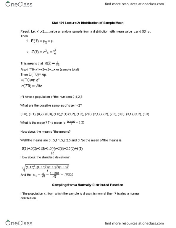 STAT 401 Lecture Notes - Lecture 2: Linear Combination, Central Limit Theorem, Standard Deviation thumbnail