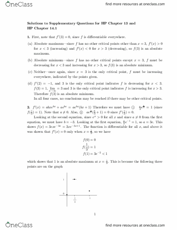 MAT133Y1 Lecture Notes - Lecture 13: Maxima And Minima, Asymptote thumbnail