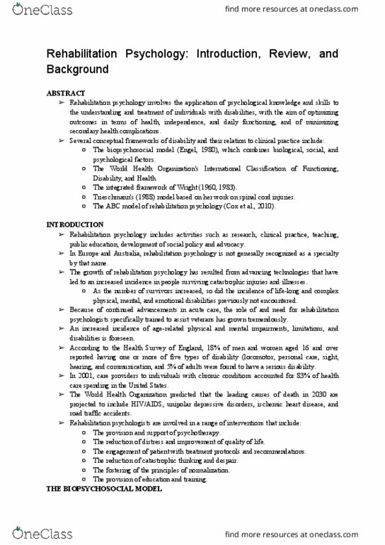 PSYC 4270 Chapter Notes - Chapter 1: Cognitive Remediation Therapy, Acute Stress Reaction, World Health Organization thumbnail