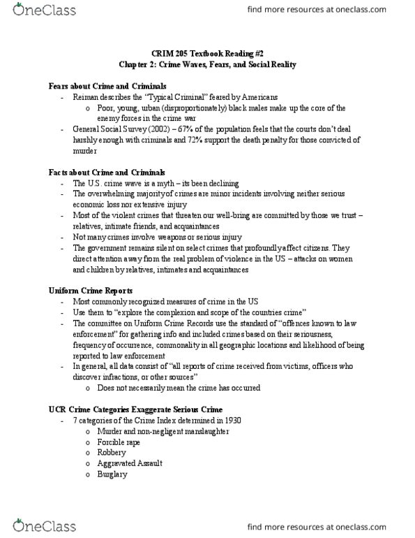 CRIM 205 Chapter Notes - Chapter 2: Pickpocketing, George Gerbner, Research On The Effects Of Violence In Mass Media thumbnail