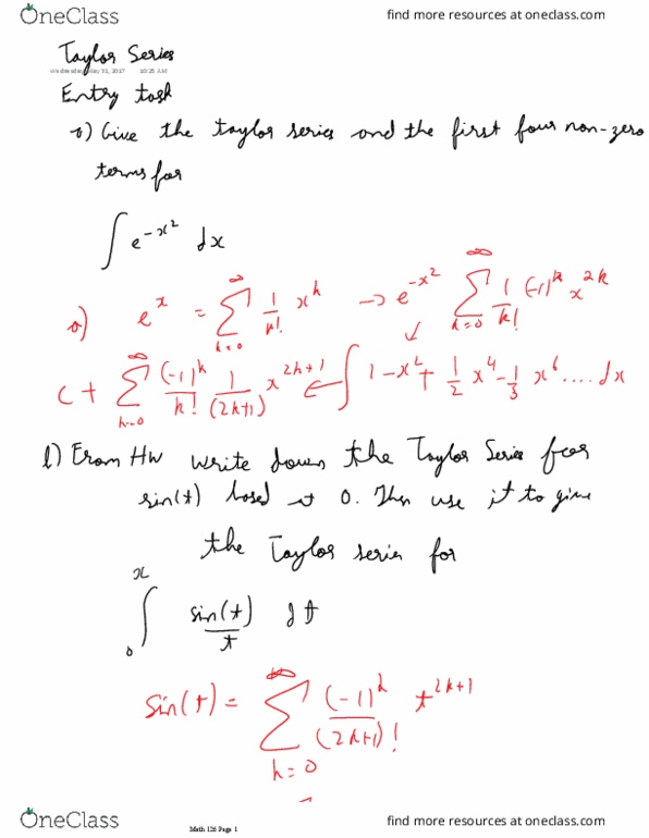 MATH 126 Lecture 24: Taylor Series thumbnail