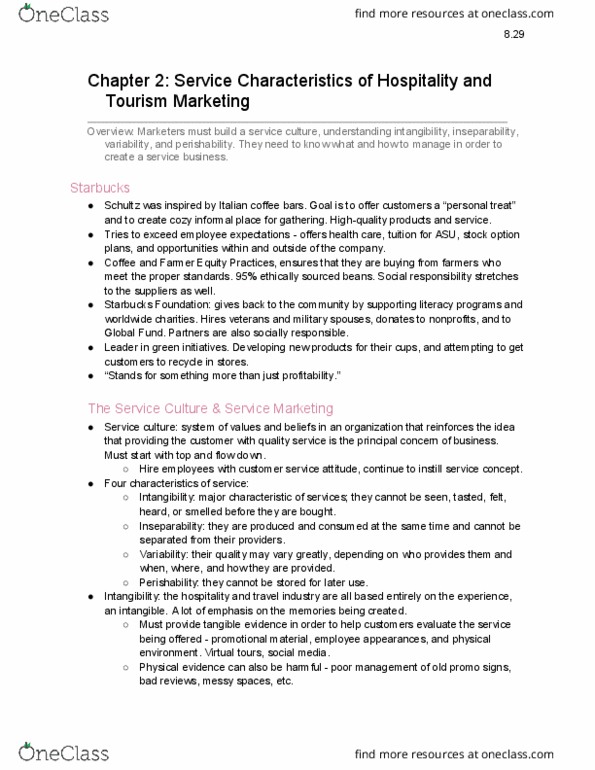 HADM 2410 Chapter Notes - Chapter 2: Service Design, Capacity Management, Interactive Marketing thumbnail