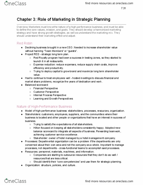 HADM 2410 Chapter Notes - Chapter 3: Cost Leadership, Swot Analysis, Customer Relationship Management thumbnail