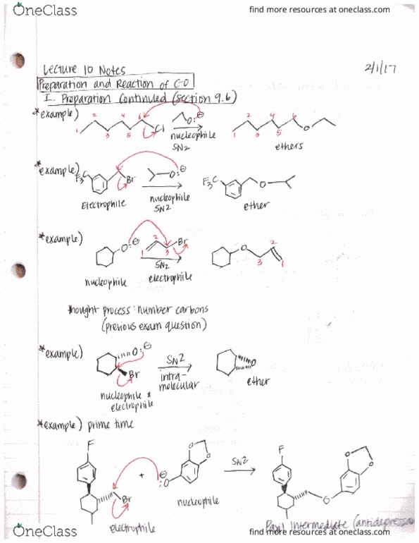 CHEM 51B Lecture Notes - Lecture 10: 2 On, Nucleophile thumbnail