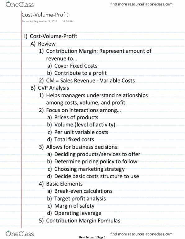 ACCTMIS 2300 Lecture Notes - Lecture 2: Contribution Margin, Operating Leverage, Fixed Cost thumbnail