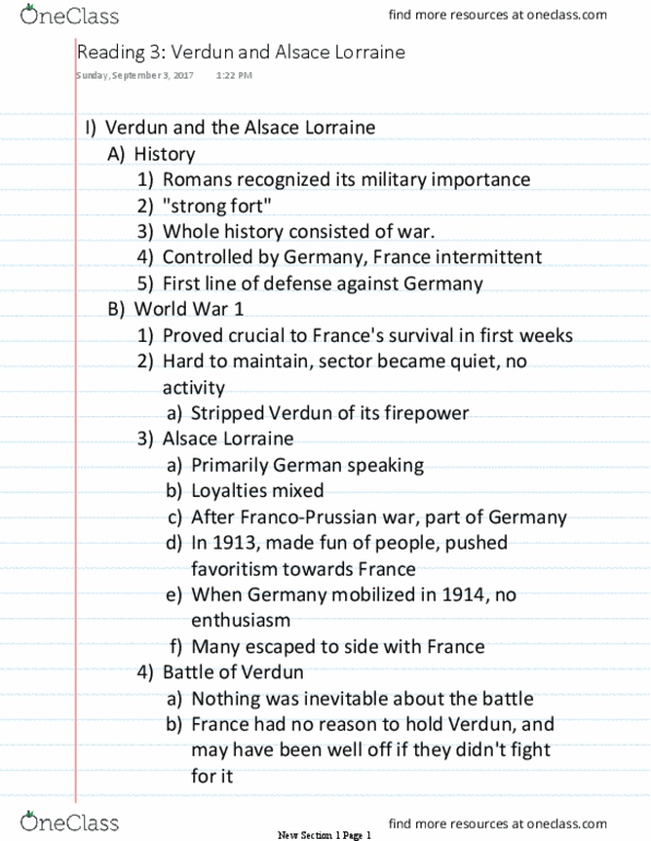 HISTORY 2500 Chapter Notes - Chapter 2: Erich Ludendorff, French Defence, France 4 thumbnail