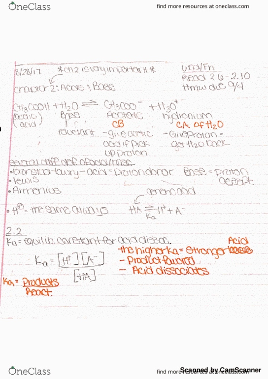 CH-2230 Lecture 2: CH 2230 Lecture 2: Chapter 2: Acid and Base reactions thumbnail