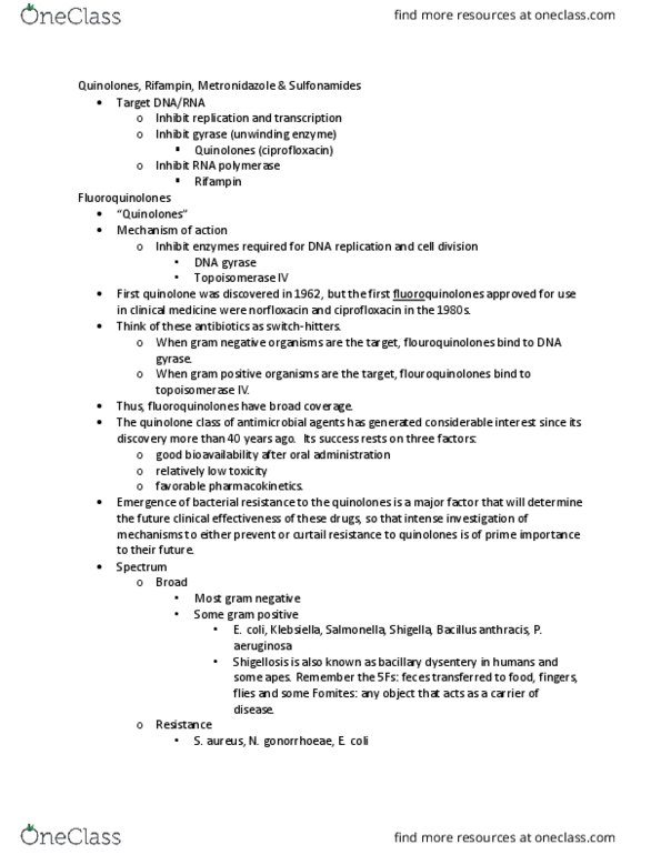 NURS 3110 Lecture Notes - Lecture 21: Antimetabolite, Bactericide, Diazepam thumbnail