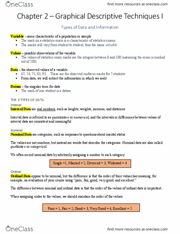 COMM-1057EL Chapter Notes - Chapter 2: Level Of Measurement, Data Type thumbnail