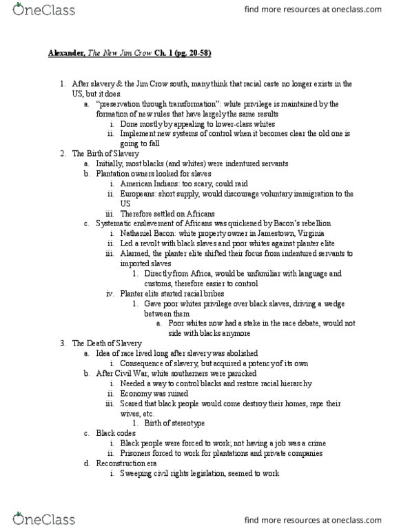 LEGALST 100 Lecture Notes - Lecture 1: Fifteenth Amendment To The United States Constitution, Literacy Test, The New Jim Crow thumbnail