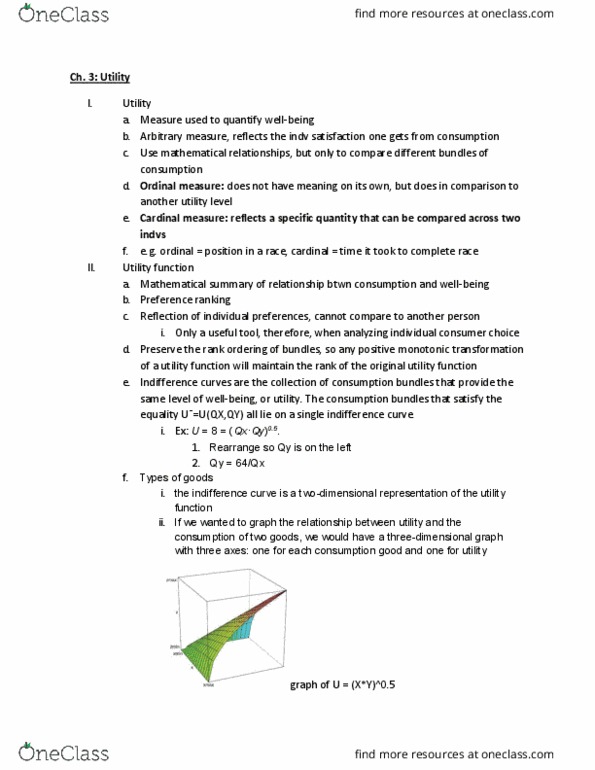 ECON 100A Lecture Notes - Lecture 2: Marginal Utility, Partial Derivative, Substitute Good thumbnail