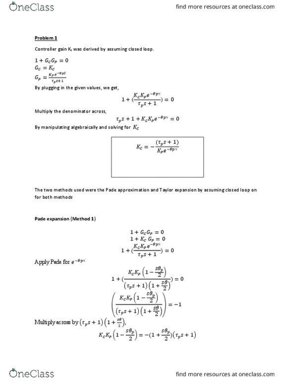 CHE 311 Lecture Notes - Lecture 18: Equating Coefficients, Taylor Series thumbnail