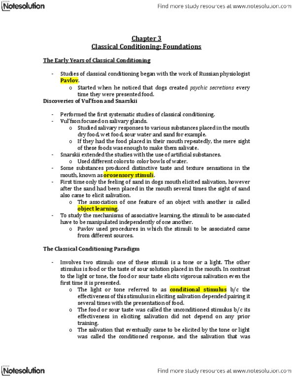 PSYC 2330 Chapter Notes - Chapter 3: Conditioned Taste Aversion, Little Albert Experiment, Classical Conditioning thumbnail