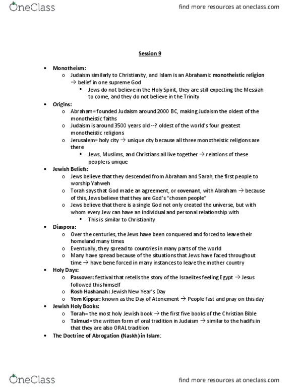 THEO 24813 Lecture Notes - Lecture 9: Sunnah, Session 9, Talmud thumbnail