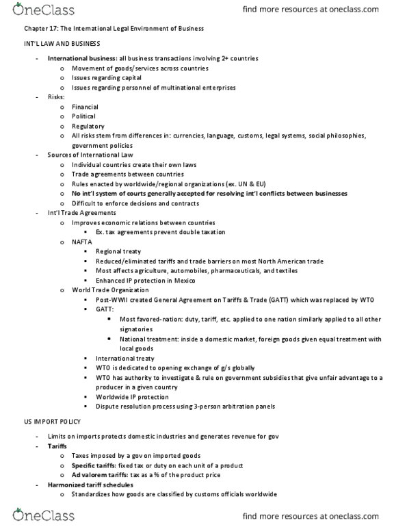 MGMT 200 Chapter Notes - Chapter 17: Natural Disaster, Force Majeure, Foreign Corrupt Practices Act thumbnail