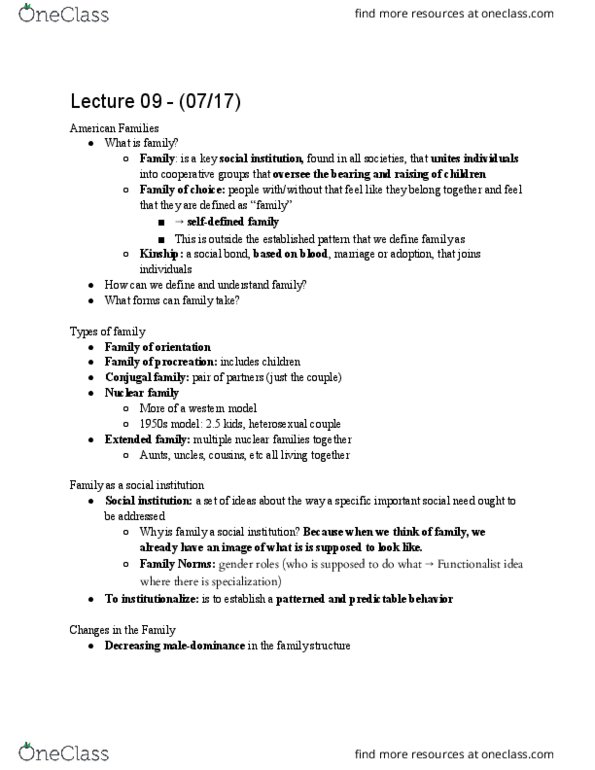 SOCIOL 1 Lecture Notes - Lecture 9: General Idea, Mormon Fundamentalism, Matrilocal Residence thumbnail