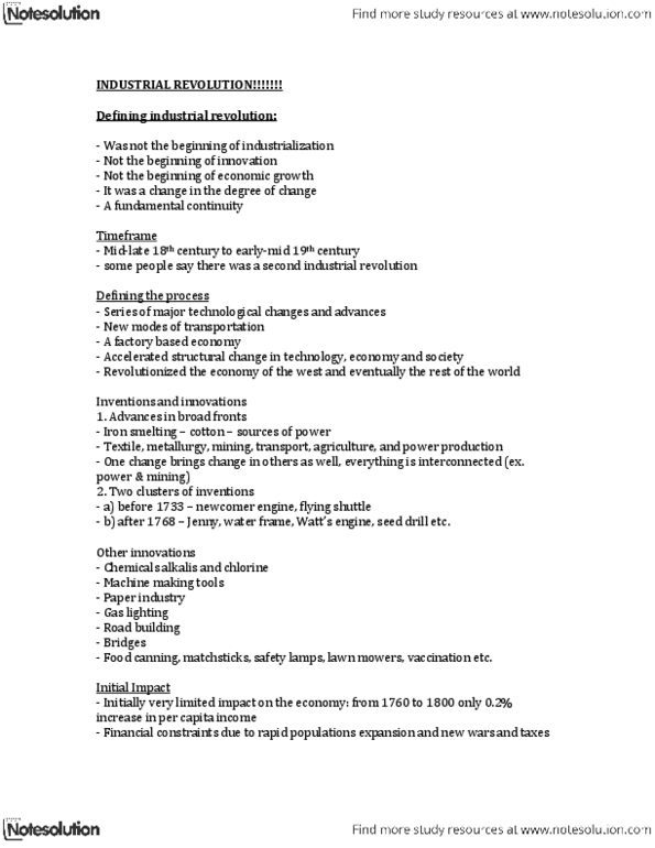 HIST 122 Lecture Notes - Flying Shuttle, Seed Drill, Water Frame thumbnail