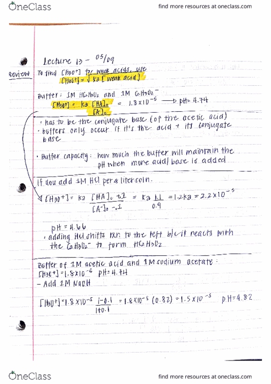 CHEM 1C Lecture Notes - Lecture 13: Ammonia, Lead, Equilibrium Constant thumbnail