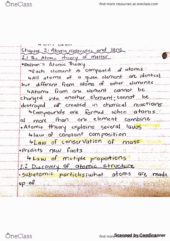 CHEM 101 Chapter 2: Chapter 2 notes thumbnail