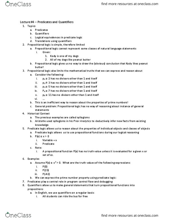 CS 0441 Lecture Notes - Lecture 4: If And Only If, Existential Quantification, Peanut Butter thumbnail