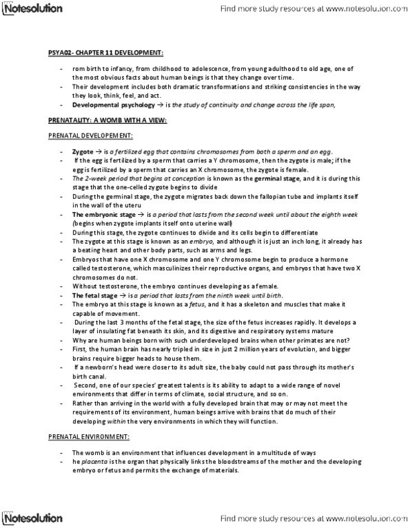 PSYA02H3 Chapter Notes - Chapter 11: Fetal Alcohol Spectrum Disorder, Primitive Reflexes, Teratology thumbnail