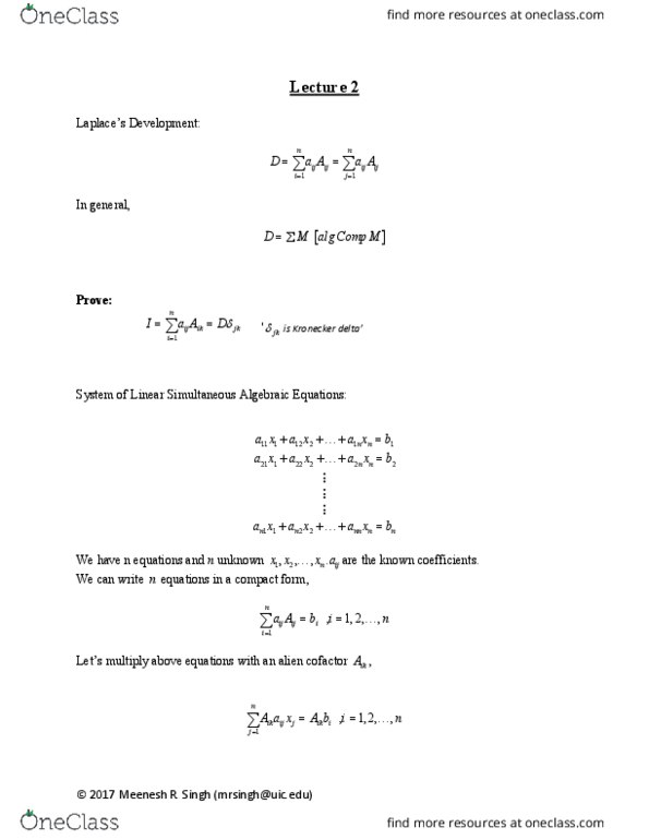 CHE 311 Lecture Notes - Lecture 21: Linear Combination, Transpose, Minuscule 22 thumbnail
