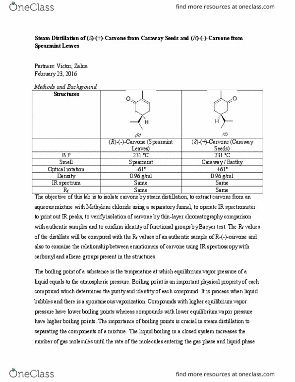 CHEM 233 Lecture Notes - Lecture 2: Hexane, Ethyl Acetate, Watch Glass thumbnail