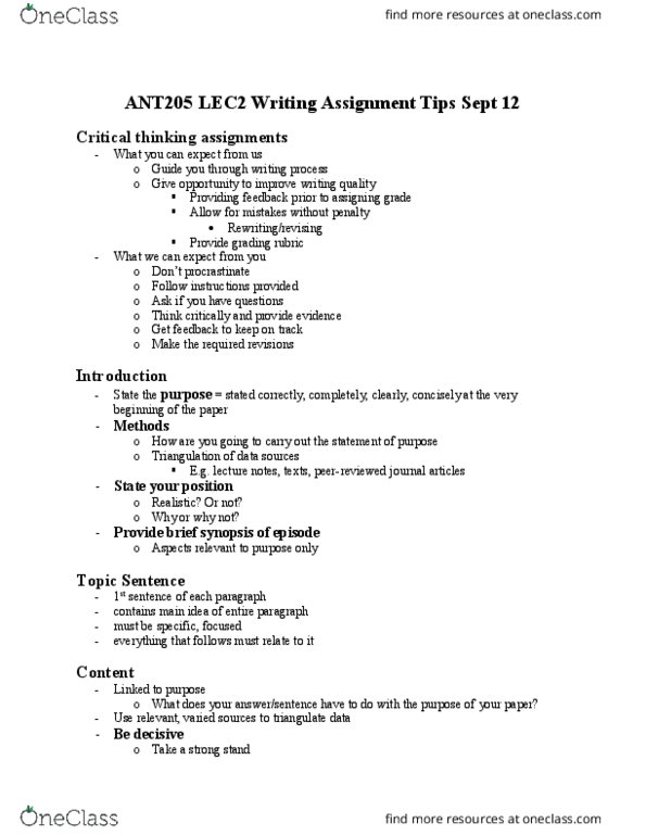 ANT205H5 Lecture Notes - Lecture 2: Apa Style, Forensic Anthropology, Critical Thinking thumbnail