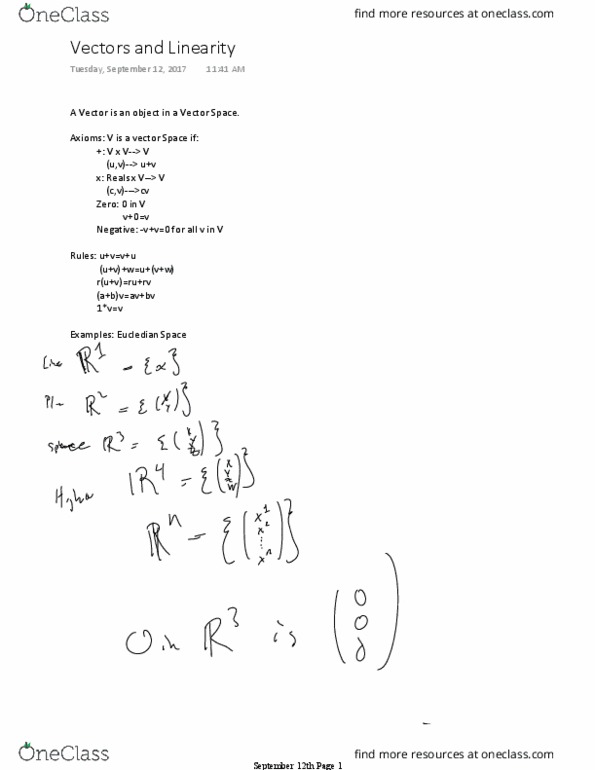 MATH V3386 Lecture Notes - Lecture 3: Vector Space thumbnail