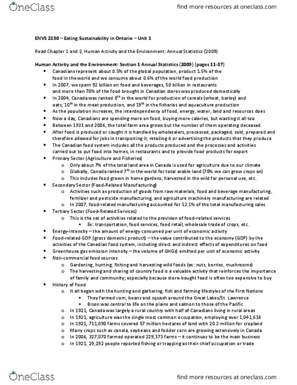 ENVS 2130 Lecture Notes - Lecture 1: Norman Borlaug, Rapeseed, British Agricultural Revolution thumbnail