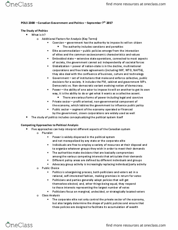 POLS 2300 Chapter Notes - Chapter 1-5: Neoliberalism, Advocacy Group, North American Free Trade Agreement thumbnail