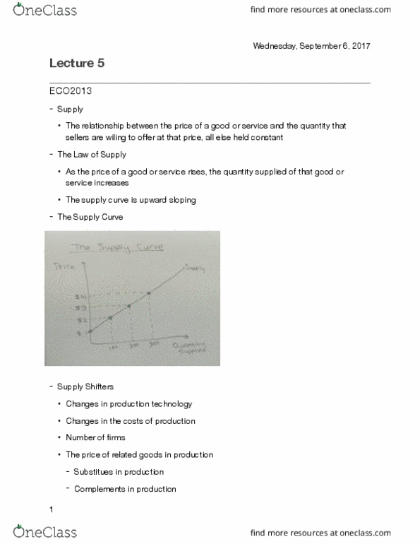 ECO 2013 Lecture Notes - Lecture 5: Inferior Good, Economic Equilibrium, Root Mean Square thumbnail