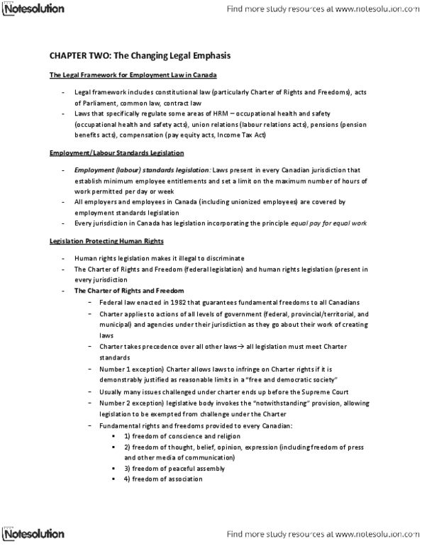 BUS 381 Chapter Notes - Chapter 2: Reasonable Accommodation, Occupational Safety And Health, Protected Group thumbnail