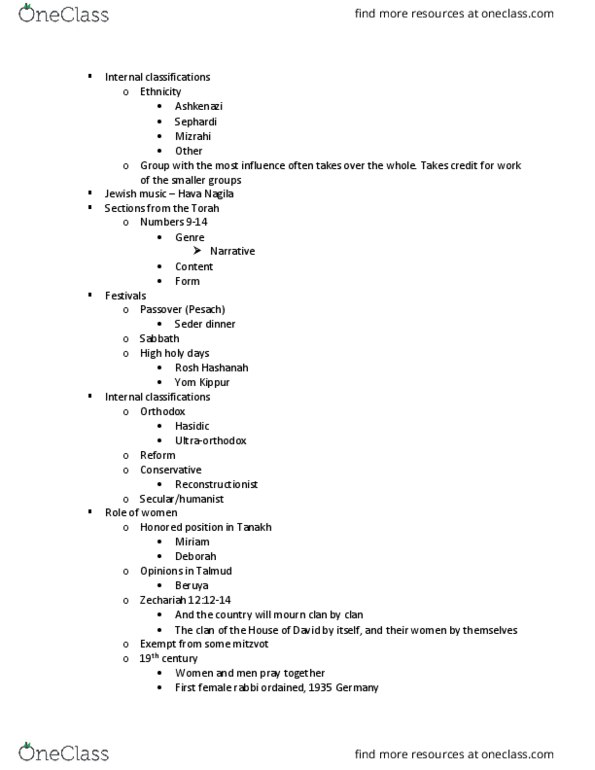 REL 102 Lecture Notes - Lecture 4: Civil Marriage, Bnei Menashe, Orthodox Judaism thumbnail