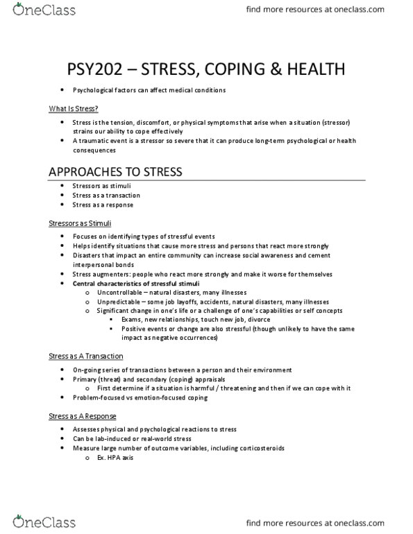 PSY 202 Lecture Notes - Lecture 5: Chondroitin, Physical Therapy, Health Canada thumbnail