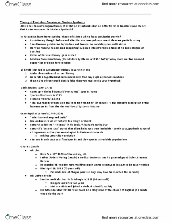 BIOL 2400 Lecture Notes - Lecture 1: Ornithology, Biostratigraphy, Continental Drift thumbnail