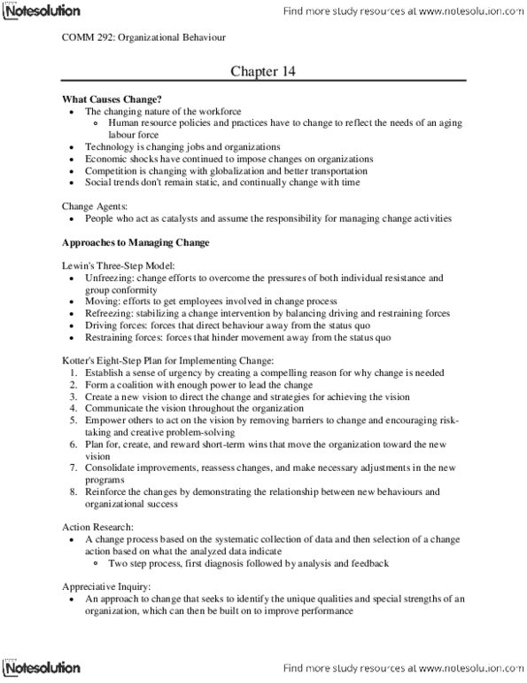 COMM 292 Chapter Notes - Chapter 14: Learning Organization thumbnail