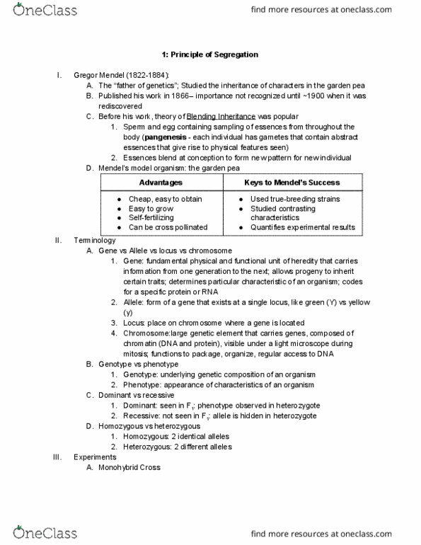 01:447:380 Lecture Notes - Lecture 1: Model Organism, Pangenesis, Chromatin thumbnail