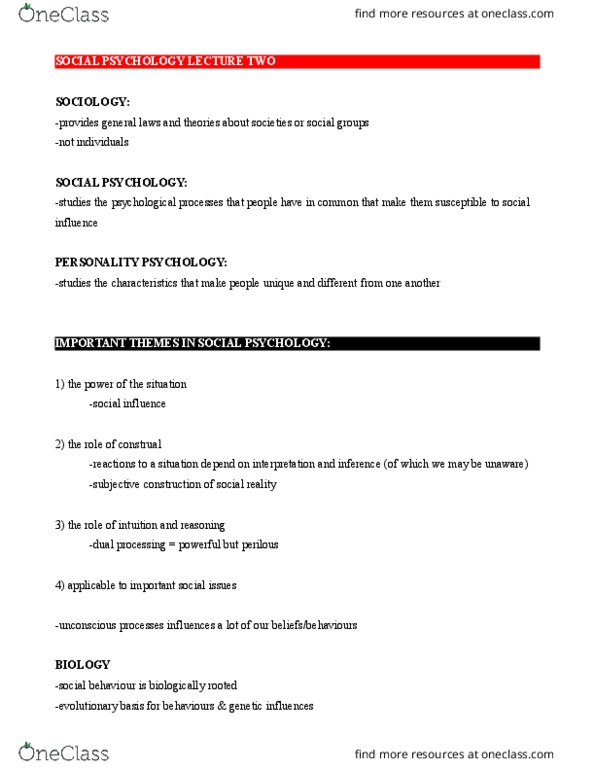 PS270 Lecture Notes - Lecture 2: Fundamental Attribution Error, Dependent And Independent Variables, Scientific Method thumbnail