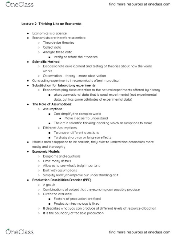 CAS EC 101 Lecture Notes - Lecture 2: Comparative Advantage, Opportunity Cost thumbnail