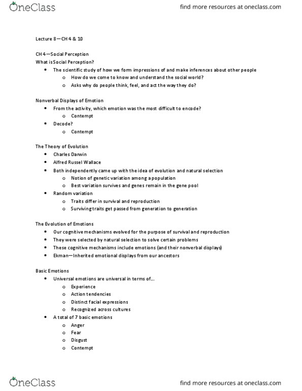 PSY BEH 104S Lecture Notes - Lecture 8: Sam Groth, Physical Attractiveness, Parental Investment thumbnail