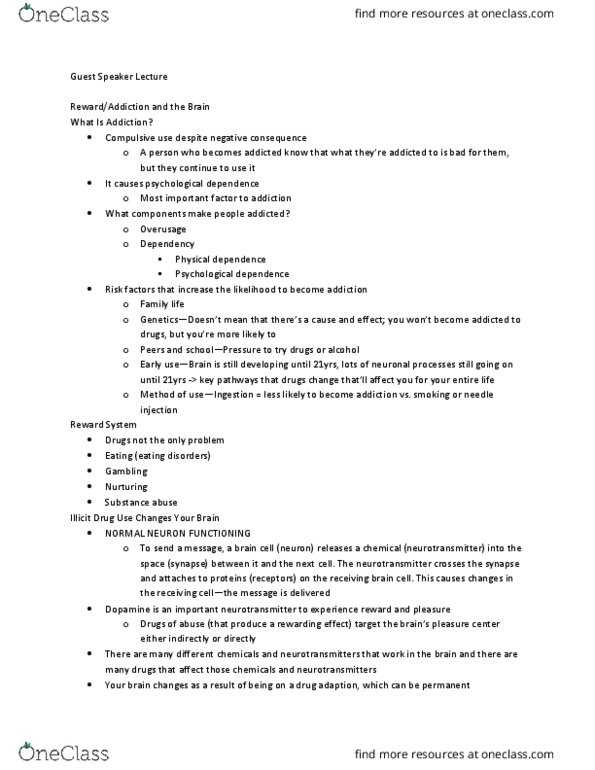 DANCE 3 Lecture Notes - Lecture 10: How Do You Know, Nucleus Accumbens, Reward System thumbnail