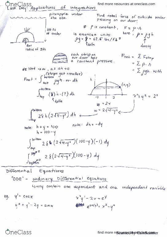 MATH 1ZB3 Lecture 7: Applications of Integration: Decay, Growth, Hydrostatics, Critical Points thumbnail