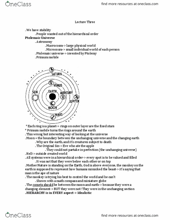 ENGLISH 3R06 Lecture Notes - Lecture 3: Demonic Possession, Geocentric Model thumbnail