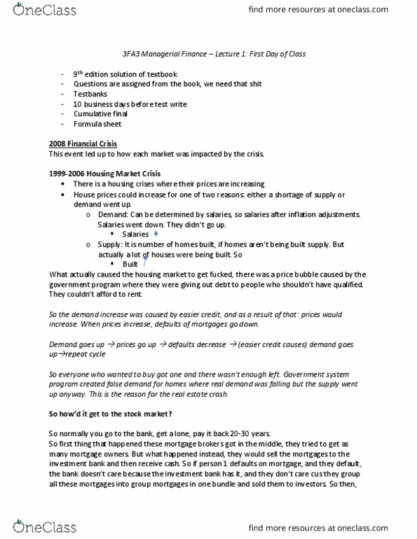 COMMERCE 3FA3 Lecture Notes - Lecture 1: Risk Premium, Market Risk, Managerial Finance thumbnail