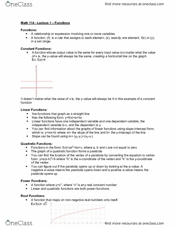 MATH-114 Lecture Notes - Lecture 1: Piecewise, Algebraic Fraction, Algebraic Expression thumbnail