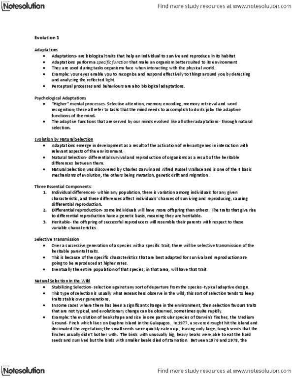 PSYCH 1XX3 Lecture Notes - Daphne Major, Assistive Technology, Genetic Drift thumbnail