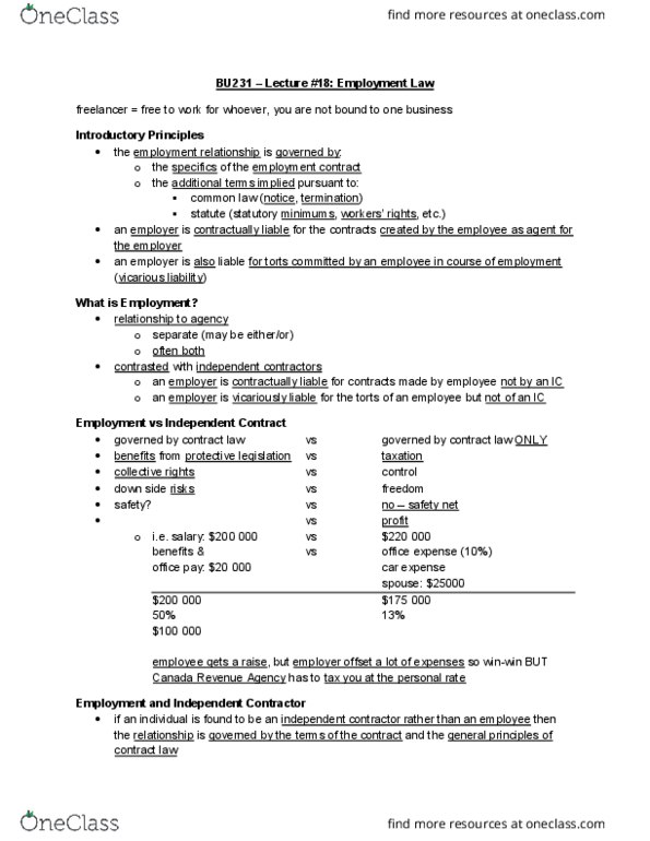 BU231 Lecture Notes - Lecture 18: Tim Hortons, Timbits, Wrongful Dismissal thumbnail