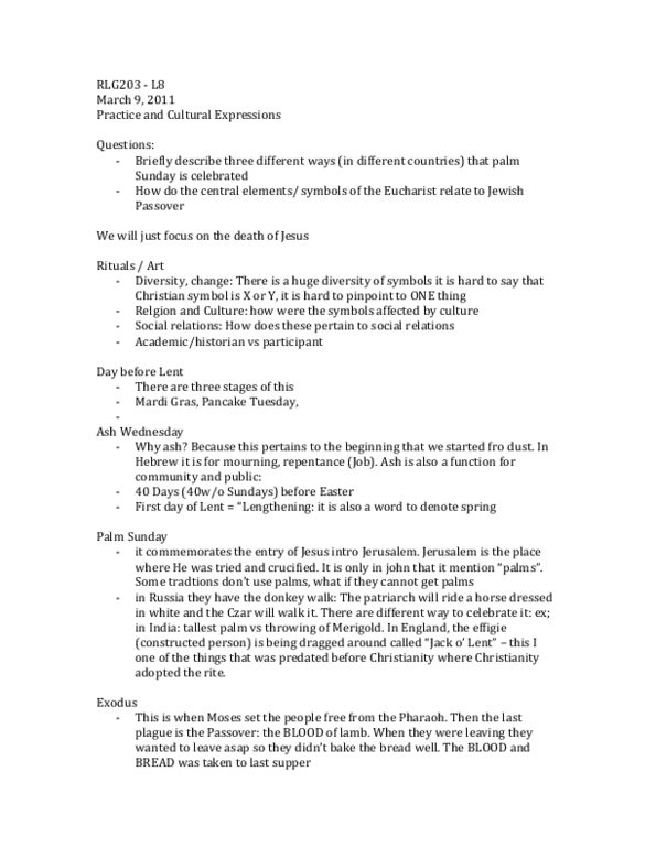 RLG203H5 Lecture Notes - Lecture 8: Points Of The Compass, Wstw thumbnail